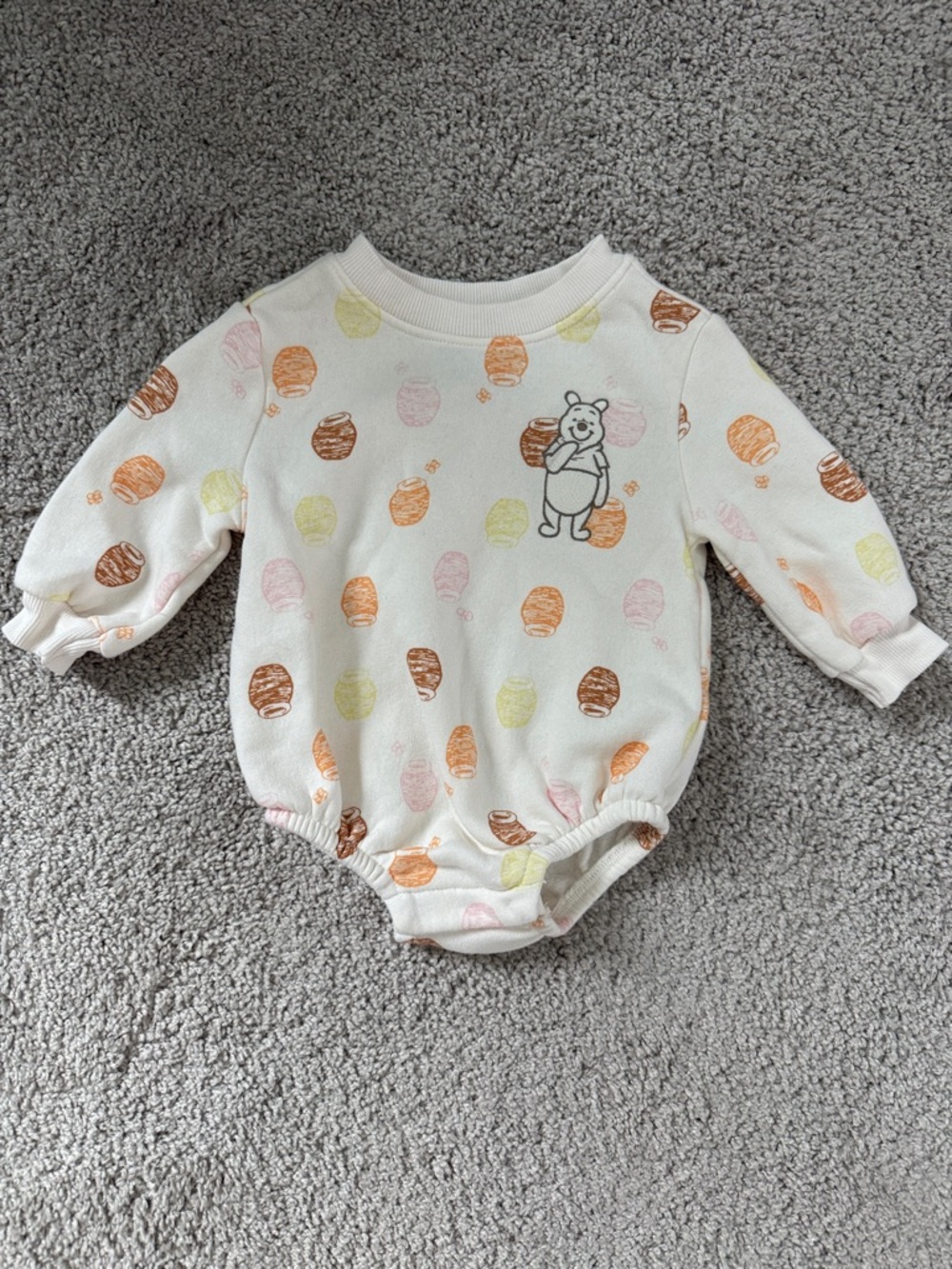 Winnie-the-Pooh Cream One-Piece Bodysuit with Pastel Honey Print